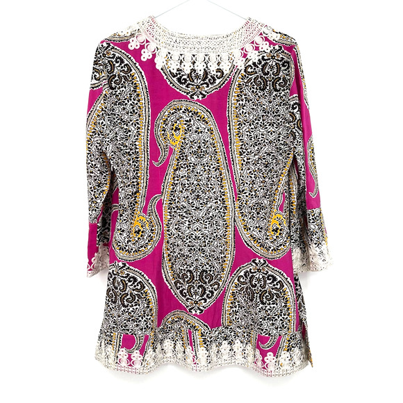 Craig Taylor size small Miss St. Barths Lily fit paisley print pink black yellow - Picture 2 of 7